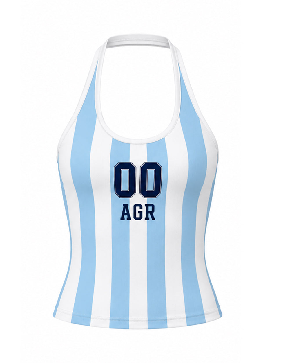 Female Argentina Soccer Jersey Blue and White Tank Top Striped Vest for Sports Bar Game Night