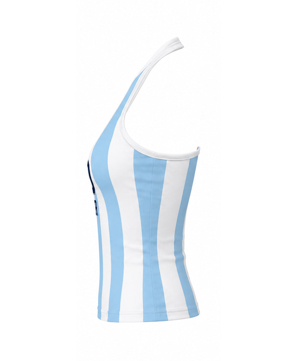 Female Argentina Soccer Jersey Blue and White Tank Top Striped Vest for Sports Bar Game Night