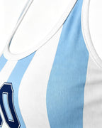 Female Argentina Soccer Jersey Blue and White Tank Top Striped Vest for Sports Bar Game Night