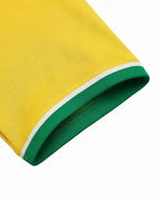 Female Brazil Jersey Yellow Crop Top Sporty Short Sleeve Shirt for Stadium Support Sports Fan Parties