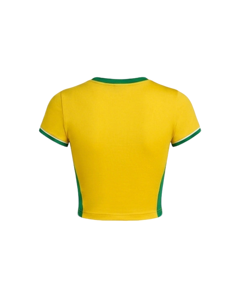 Female Brazil Jersey Yellow Crop Top Sporty Short Sleeve Shirt for Stadium Support Sports Fan Parties