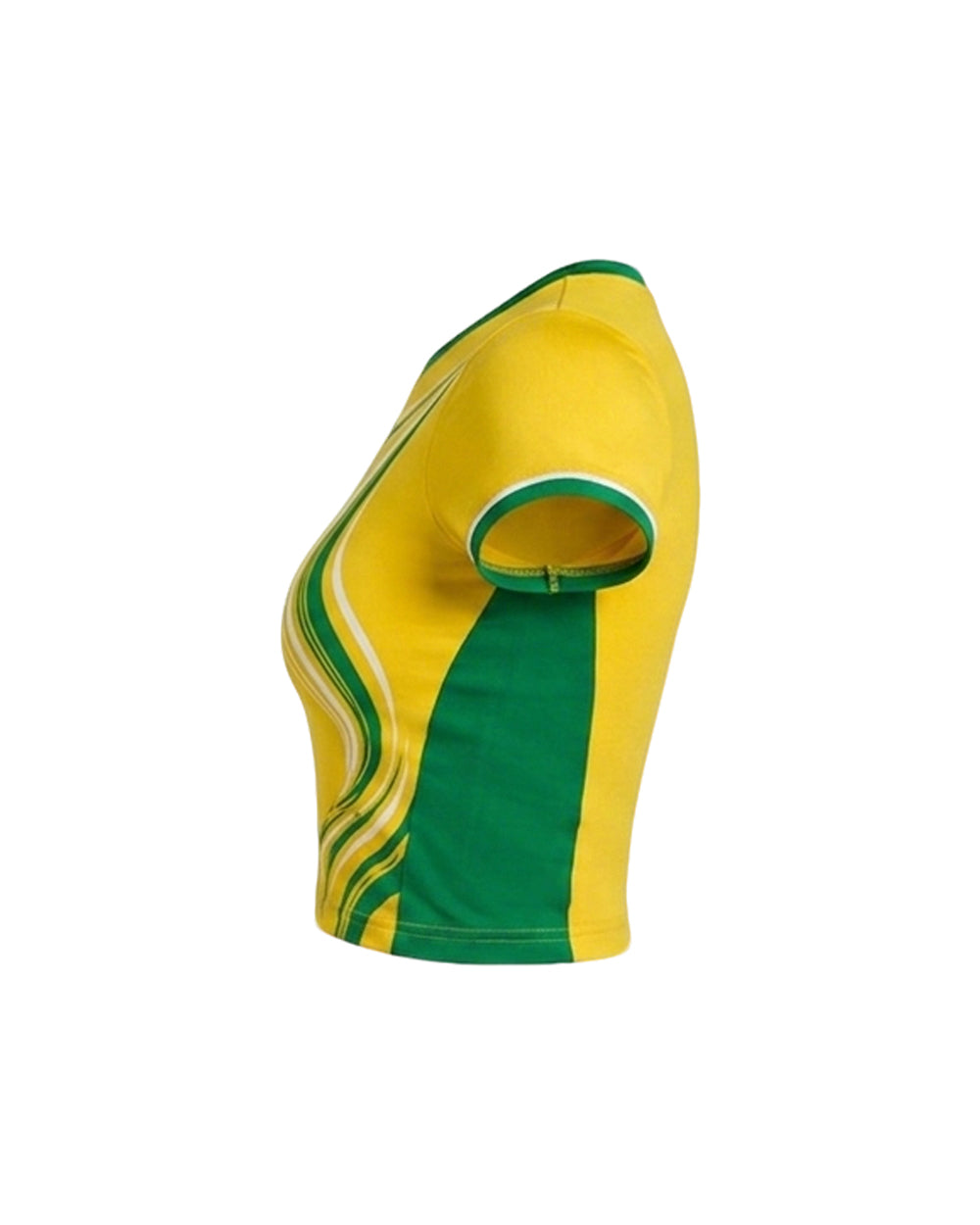 Female Brazil Jersey Yellow Crop Top Sporty Short Sleeve Shirt for Stadium Support Sports Fan Parties