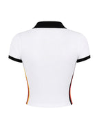 Female Football Germany Jersey White Polo Crop Top and Shorts Set for Football Game Night Tailgating