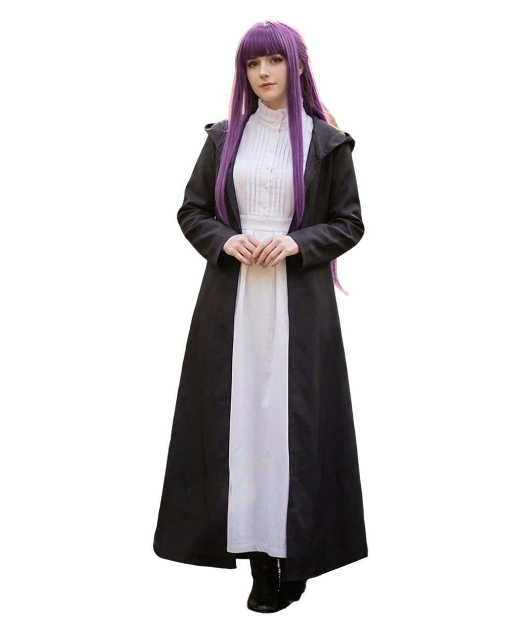 Mage Girl Costume Black Robe and Dress 2pcs Outfit for Cosplay Anime Events