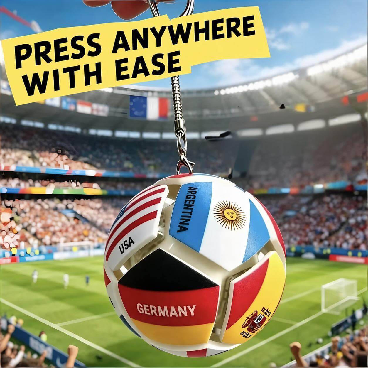 Fidget Soccer Ball Keychain Compact Pop and Press Sensory Toy Portable Decompression Accessory for Sports Fans & Kids