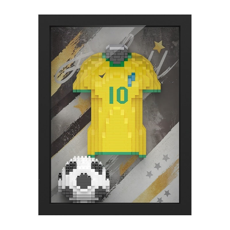 Football Legend Jersey Building Blocks 750pcs+ DIY Art Soccer Frame Display with LED Light For Soccer Fans and Lovers