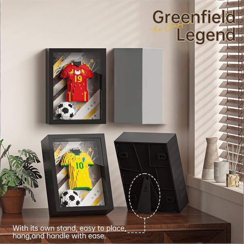 Football Legend Jersey Building Blocks 750pcs+ DIY Art Soccer Frame Display with LED Light For Soccer Fans and Lovers