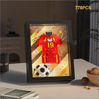 Football Legend Jersey Building Blocks 750pcs+ DIY Art Soccer Frame Display with LED Light For Soccer Fans and Lovers