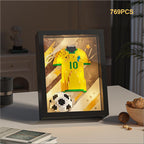 Football Legend Jersey Building Blocks 750pcs+ DIY Art Soccer Frame Display with LED Light For Soccer Fans and Lovers