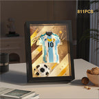 Football Legend Jersey Building Blocks 750pcs+ DIY Art Soccer Frame Display with LED Light For Soccer Fans and Lovers