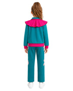 90s Retro Adventure Girl Costume Green Jacket Pants and Shirt 3pcs Set for Themed Parties