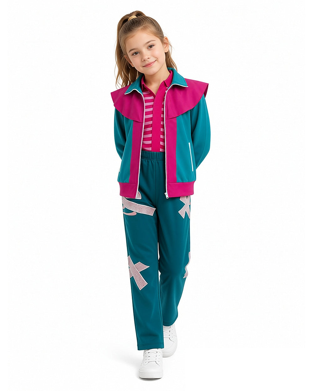 90s Retro Adventure Girl Costume Green Jacket Pants and Shirt 3pcs Set for Themed Parties