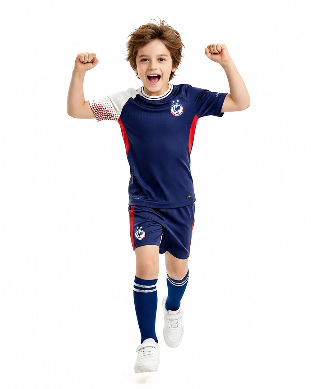 France Soccer Team Jersey Matching Father and Kids Navy Breathable Football Uniform for 2026 Stadium Cheering
