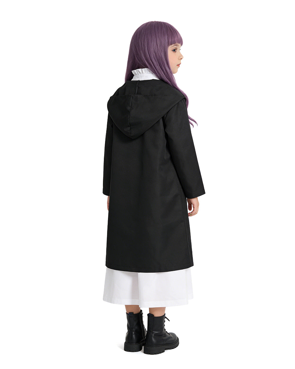 Mage Girl Costume Black Robe and Dress 2pcs Outfit for Cosplay Anime Events