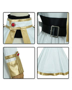The Slayer Costume White-Haired Elf Ears Cape Mage Dress Complete Set with All Accessories