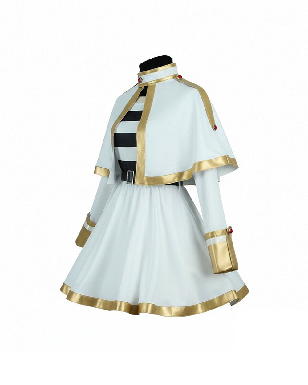The Slayer Costume White-Haired Elf Ears Cape Mage Dress Complete Set with All Accessories