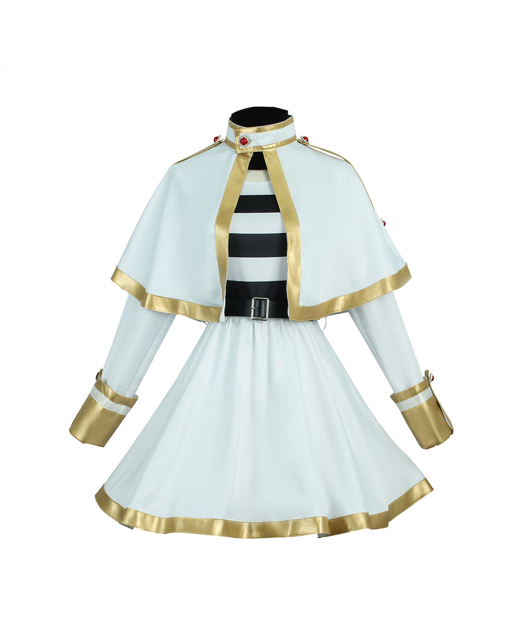 The Slayer Costume White-Haired Elf Ears Cape Mage Dress Complete Set with All Accessories