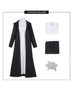 Mage Girl Costume Black Robe and Dress 2pcs Outfit for Cosplay Anime Events