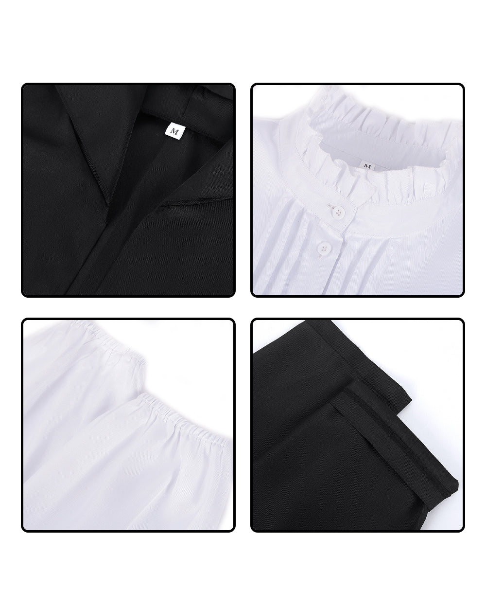 Mage Girl Costume Black Robe and Dress 2pcs Outfit for Cosplay Anime Events