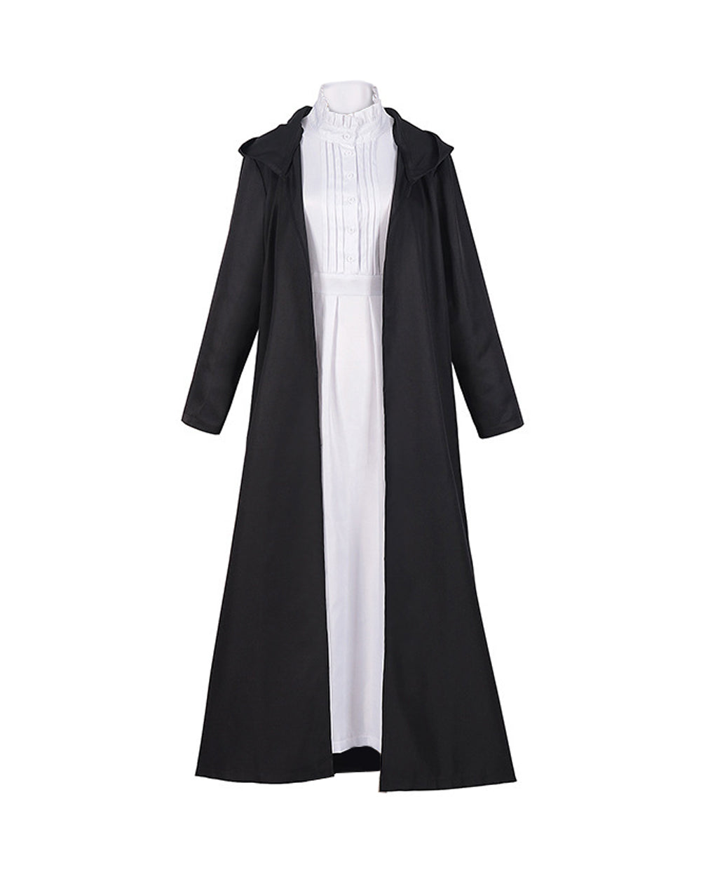 Mage Girl Costume Black Robe and Dress 2pcs Outfit for Cosplay Anime Events