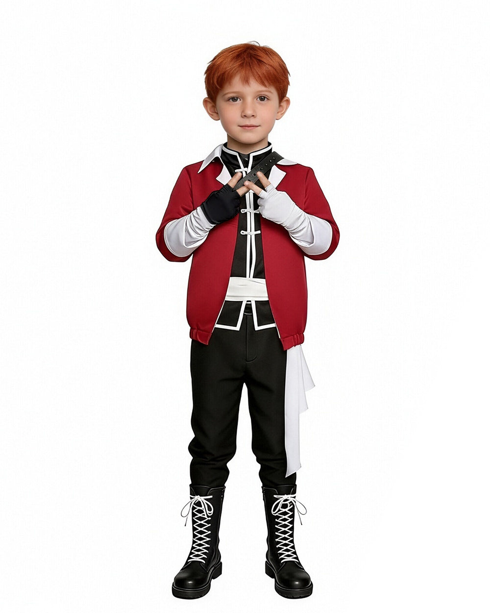 The Warrior Costume Vanguard Red Tops Vest Pants and Accessories for Dress-up Party