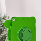 Frog Silicone Tablet Case with 360° Rotating Stand and Shoulder Strap Shockproof Protective Cover for iPad