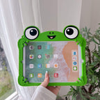 Frog Silicone Tablet Case with 360° Rotating Stand and Shoulder Strap Shockproof Protective Cover for iPad