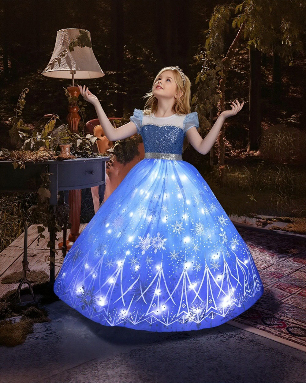 Elsa Costume Princess Dress Girls Light Up Dress Snowflake Trailing Pa Sun Baby Elsa Costume Princess Dress Girls Light Up Dress Snowflake Trailing Pa Sun Baby