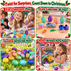 Gachapon Animals Advent Calendar 24pcs Surprise Dragon Eggs with Mini 3D Printed Toys in Capsule Vending Machine for Kids