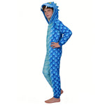 Gary The Snake Costume Blue Hooded Pajamas for Sleepwear Dress-up Party Halloween Cosplay
