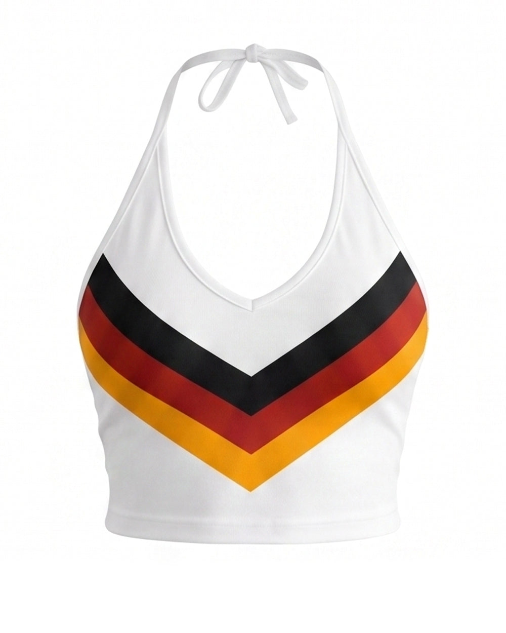Women German Football Jersey White Halter Neck Backless Crop Top for Stadium Sports Cheering Parties