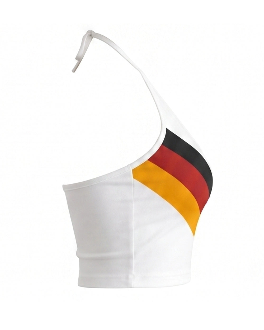 Women German Football Jersey White Halter Neck Backless Crop Top for Stadium Sports Cheering Parties