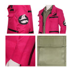 Adult Ghost Hunter Uniform Hot Pink Outer Coat and khaki Jumpsuit Set Halloween Costume
