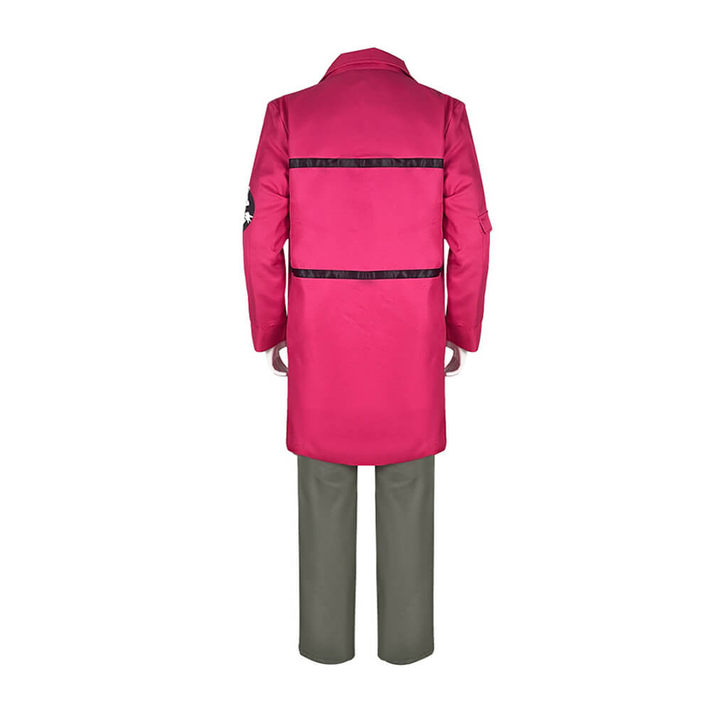 Adult Ghost Hunter Uniform Hot Pink Outer Coat and khaki Jumpsuit Set Halloween Costume