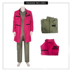 Adult Ghost Hunter Uniform Hot Pink Outer Coat and khaki Jumpsuit Set Halloween Costume