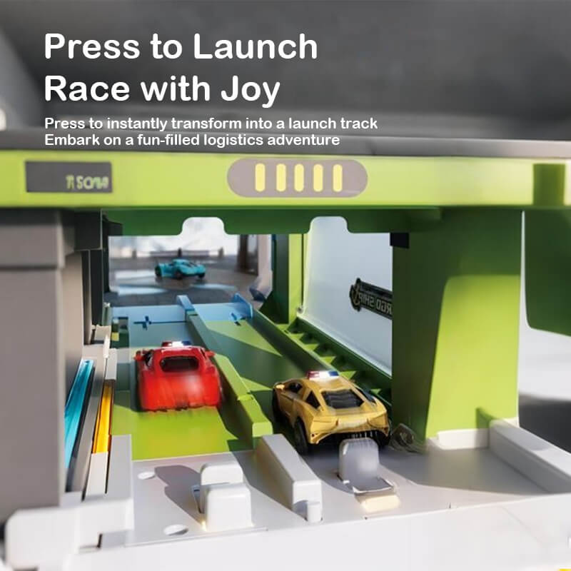 Kids Giant Cargo Ship Set with Container and Alloy Car Ejection Track with Sounds Lights