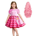Queen of Hearts Costume Girls Adults Princess Bridget Pink Dress and Wig for Halloween Carnival