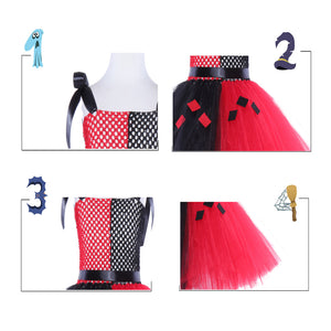 Girls Harley Joker Costume Harley Cosplay Outfit Dress and Accessories Full Set for Halloween Carnival