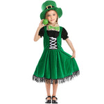 Girls Saint Patricks Day Outift Leprechaun Dress Hat and Bowtie Full Set for St Paddy Day