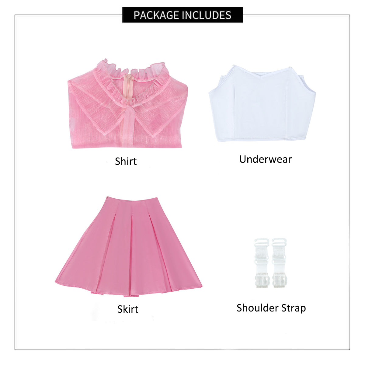 Women Glinda Outfit Pink Tops Skirt and Underwear 3pcs Glinda Dress Suit