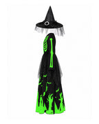 Girls Glow in the Dark Skeleton Costume Skeleton Dress and Witch Hat 2pcs Set for Cosplay Party 4T-10Y