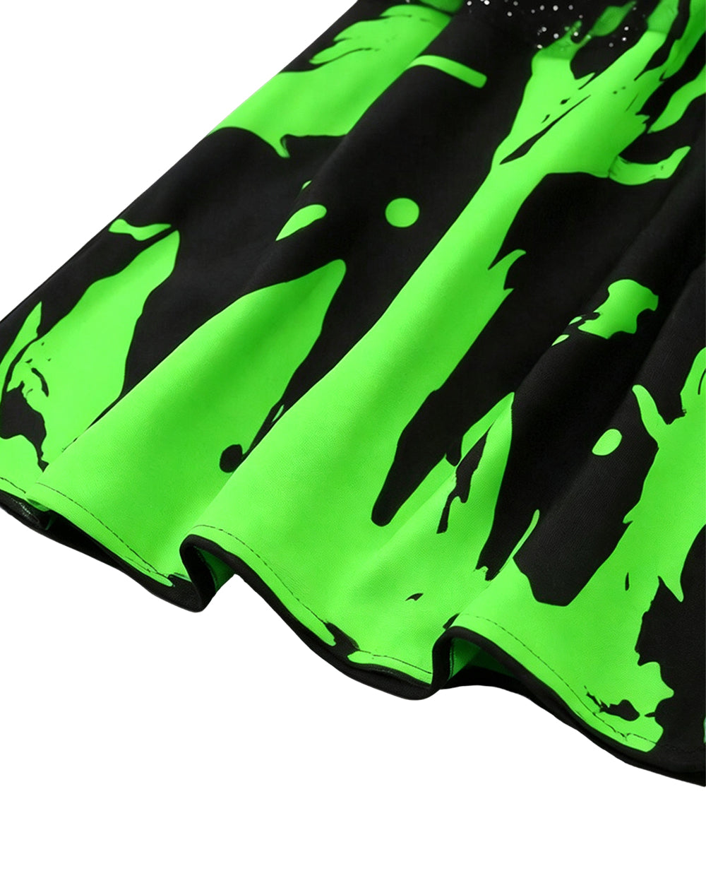 Girls Glow in the Dark Skeleton Costume Skeleton Dress and Witch Hat 2pcs Set for Cosplay Party 4T-10Y