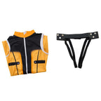 Adult Go! Go! Loser Ranger Costume Yellow Keeper Jumpsuit with Leg Harness Strap Suit