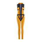 Adult Go! Go! Loser Ranger Costume Yellow Keeper Jumpsuit with Leg Harness Strap Suit