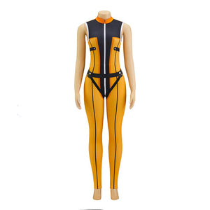 Adult Go! Go! Loser Ranger Costume Yellow Keeper Jumpsuit with Leg Harness Strap Suit
