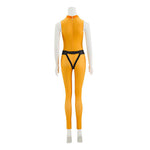 Adult Go! Go! Loser Ranger Costume Yellow Keeper Jumpsuit with Leg Harness Strap Suit