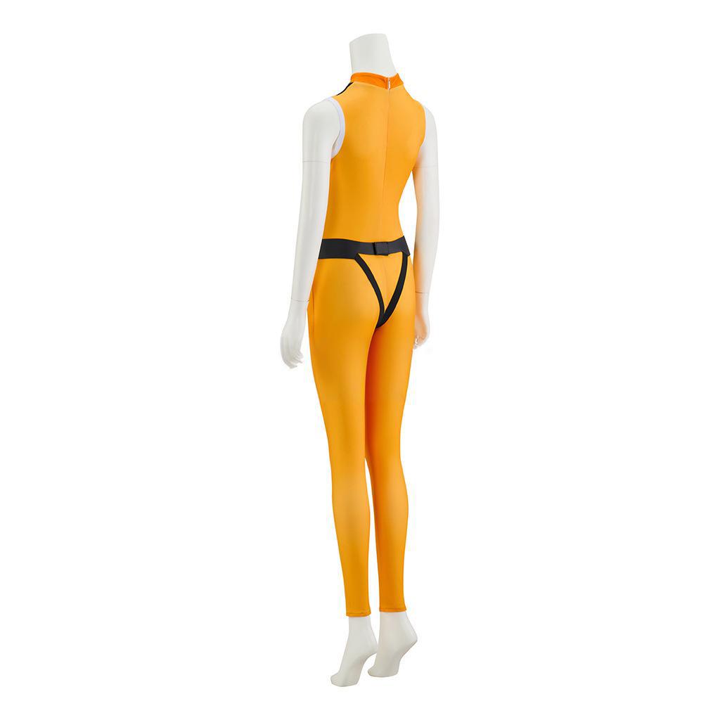 Adult Go! Go! Loser Ranger Costume Yellow Keeper Jumpsuit with Leg Harness Strap Suit