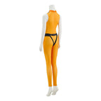Adult Go! Go! Loser Ranger Costume Yellow Keeper Jumpsuit with Leg Harness Strap Suit