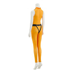 Adult Go! Go! Loser Ranger Costume Yellow Keeper Jumpsuit with Leg Harness Strap Suit