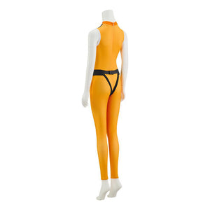 Adult Go! Go! Loser Ranger Costume Yellow Keeper Jumpsuit with Leg Harness Strap Suit